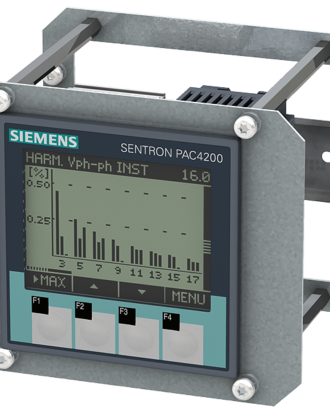 Instrumento de medida SENTRON 7KM PAC4200, montaje frontal, 500/289 V, 5 A, 22-65 V DC, Modbus TCP, incluido adaptador para perfil DIN