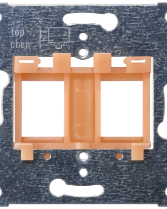 Placa portadora, jack modular, para enchufar hasta 2 conectores, inserto naranja
